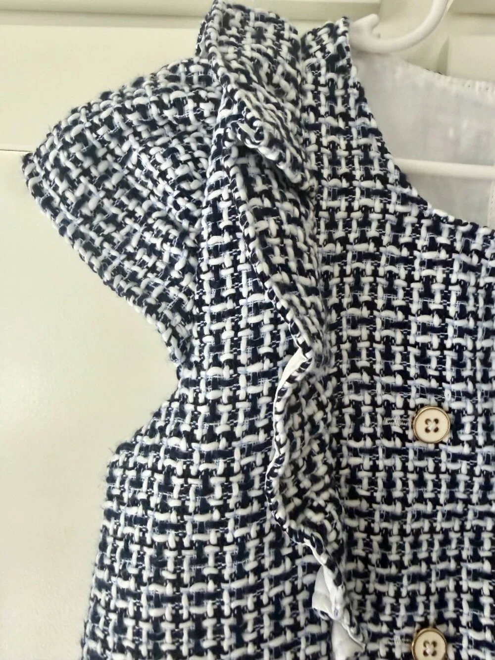 NWT Janie and Jack Girls Navy White Textured Dress Size 10